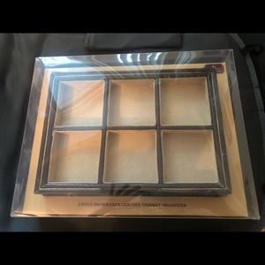 Two Piece Brown Faux-Leather Trinket Organizer